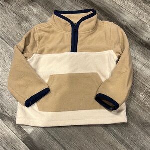 OshKosh B'gosh Tan and Cream Fleece Sweatshirt with Navy Trim